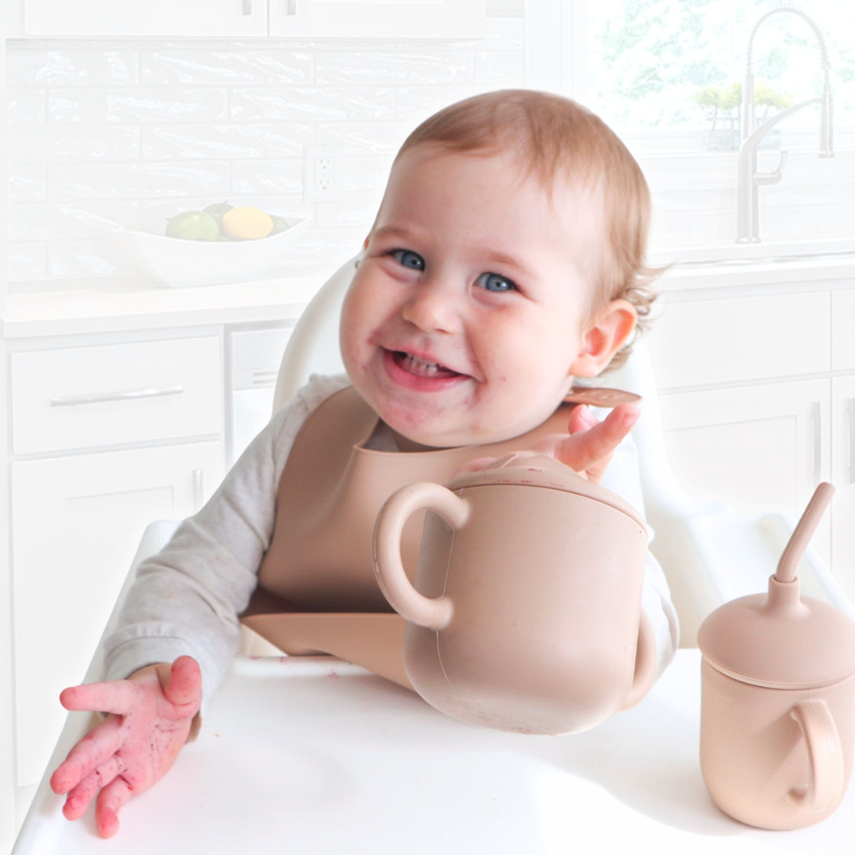 Non Spill Snack Cup for Toddlers #color_caramel,dusty pink