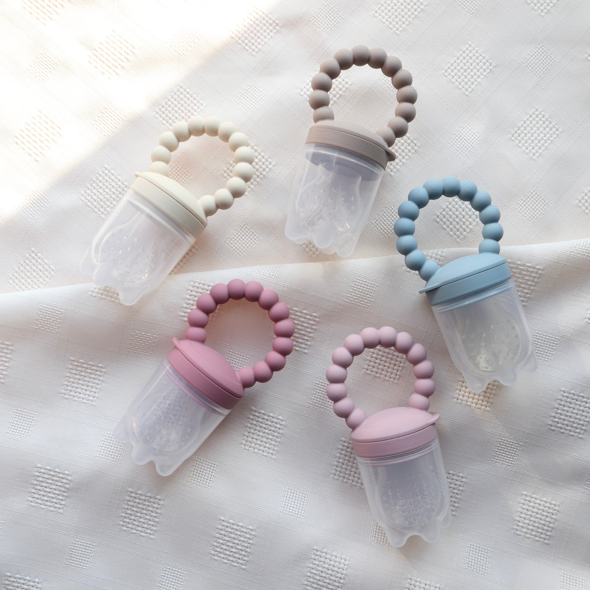 Silicone Fruit Teether for Infant #color_caramel,dusty rose, dusty teal,almond,dusty pink