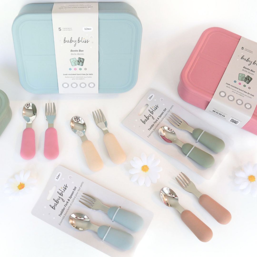 A Bento, Silicone Bento Box, Flatware Set Canada #color_dusty teal,dusty rose,sage,caramel.almond,dusty pink
