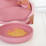 Baby Feeding Set, Dusty Rose Open Suction Plate #color_sage,dusty rose,dusty teal,caramel,almond