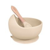 Infant Silicone Bowl and Spoon Set, Almond #color_almond