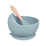 Infant Silicone Bowl and Spoon Set, Dusty Teal #color_dusty teal