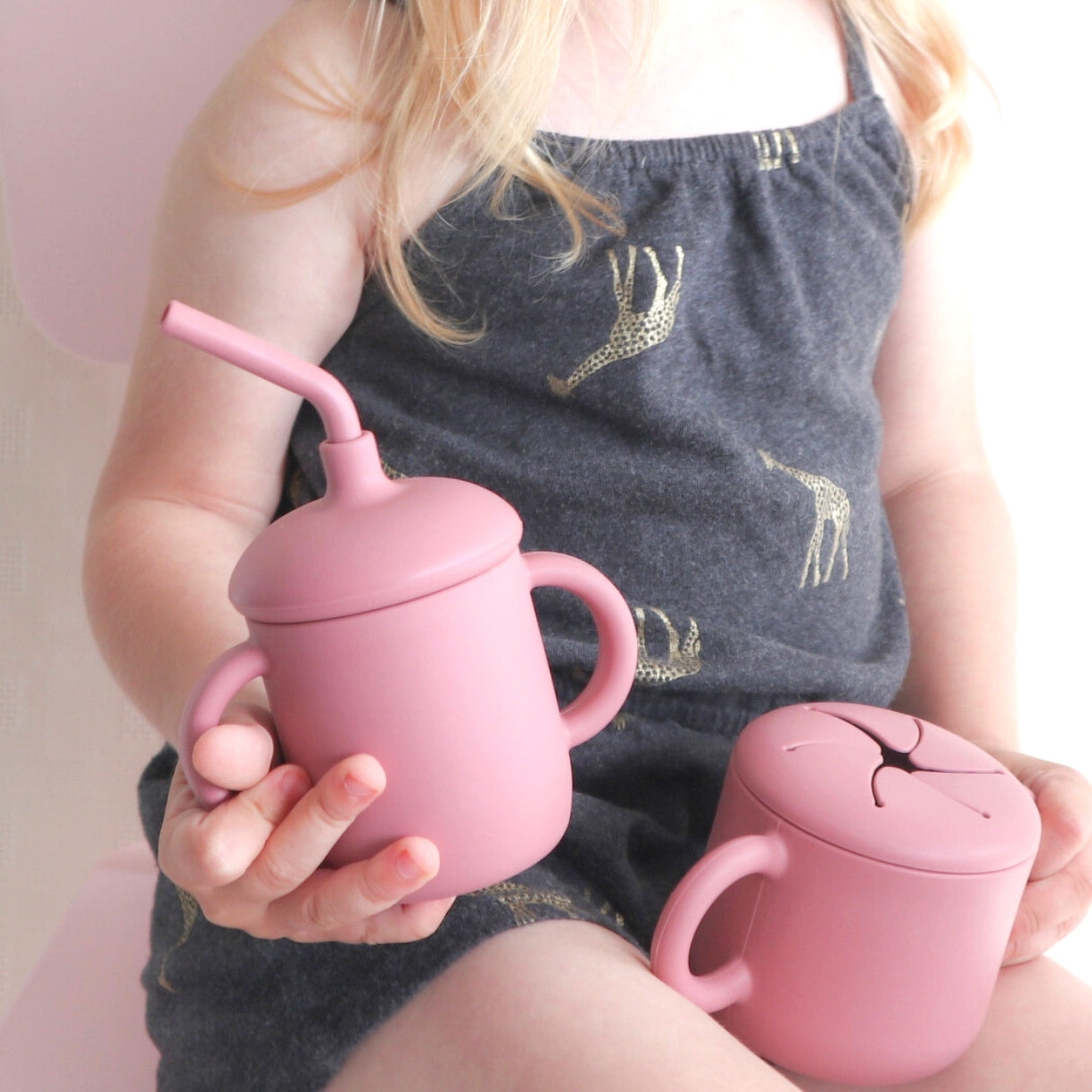 Sippy Cup, Snack Cup No Spill for Toddlers, #color_dusty rose