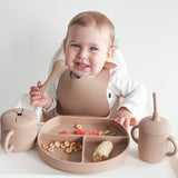 Infant Spoon Feeding, Silicone Suction Plate #color_caramel,dusty pink