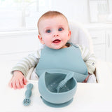 Infant Led Feeding, Silicone Bowl, Dusty Teal #color_dusty teal,dusty pink