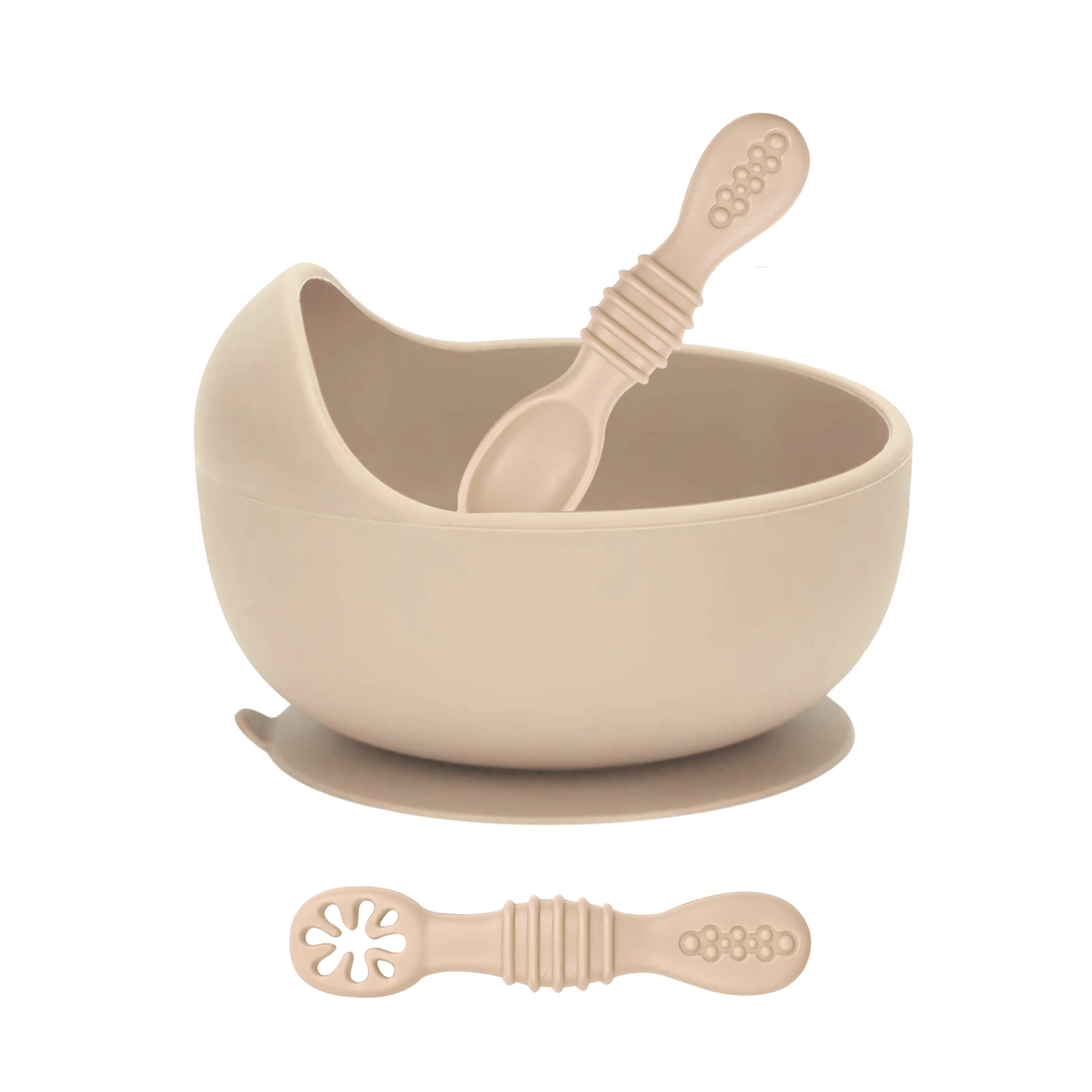 Infant Suction Bowl, Baby Training Utensils, Almond #color_almond