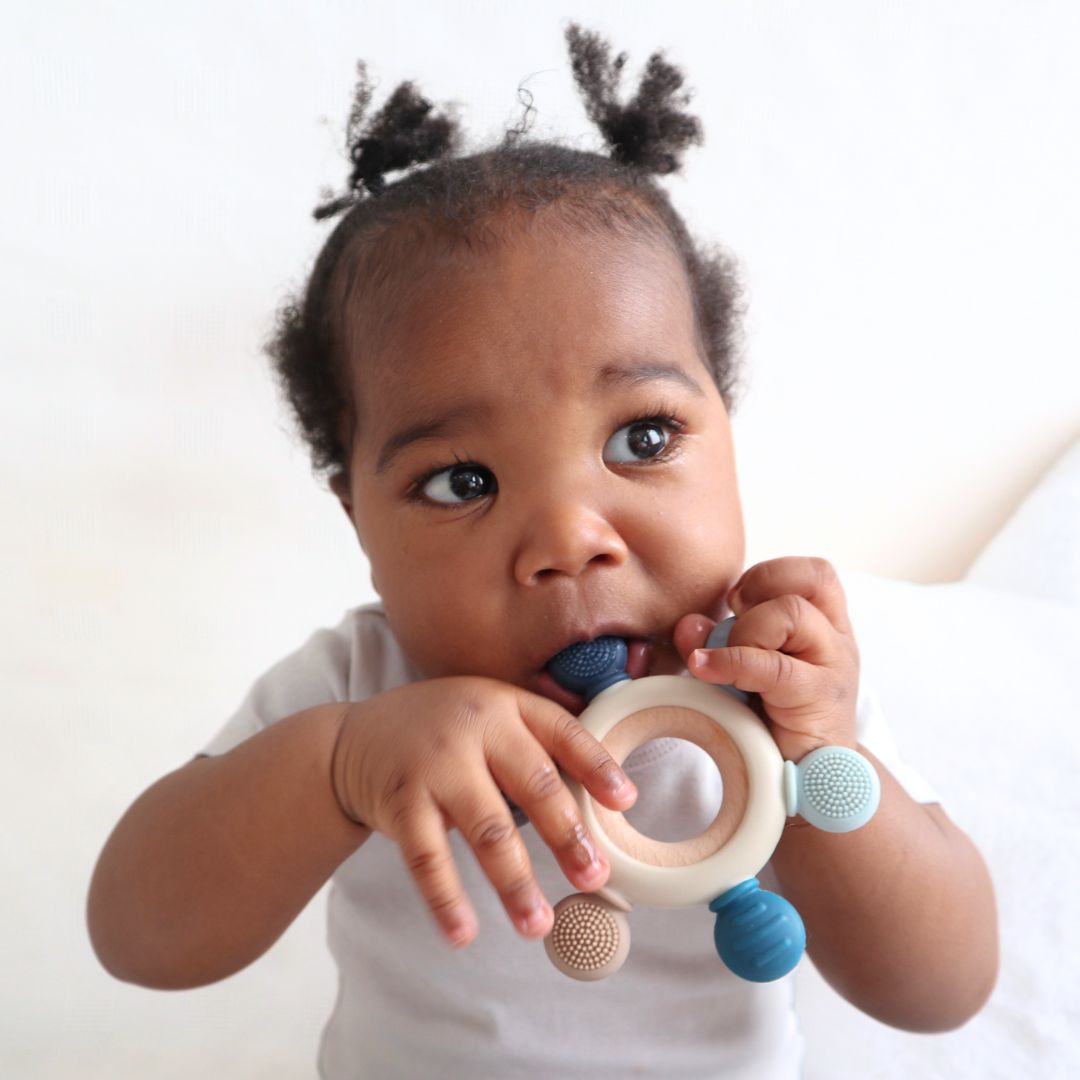 Newborn Teethers, Teether Ring #color_blue tones,pink tones