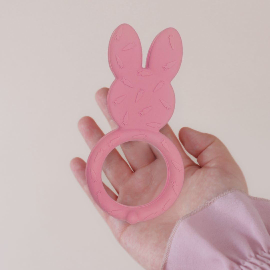 Newborn Teething Toys, Bunny, Dusty Rose #color_dusty rose