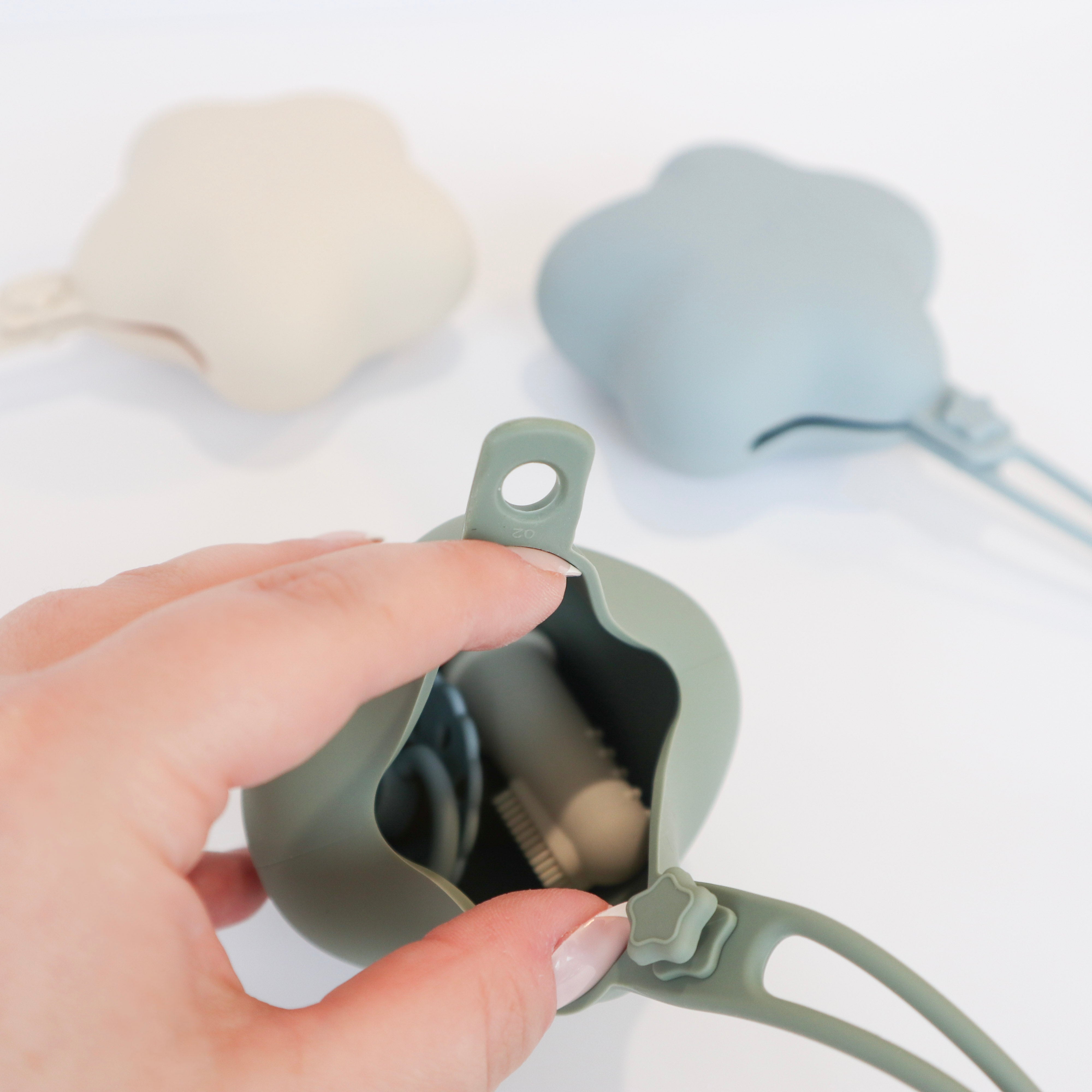 Pacifier Case, Sage, Dusty Teal and Almond #color_Sage/Dusty Teal
