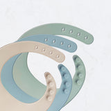 Silicone Feeding Bibs with Adjustable Button Closure #color_Sage/Dusty Teal/Almond