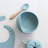 Silicone Feeding Set, Dusty Teal #color_dusty teal