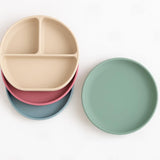 Open Silicone Plate, DIvided Suction Plate #color_sage,dusty rose,dusty teal,caramel,almond
