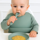 Baby Feeding Set, Open Silicone Plate #color_sage,dusty rose,dusty teal,caramel,almond