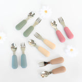 Travel Cutlery Set, Childrens Cutlery Sets #color_dusty teal,dusty rose,sage,almond,caramel,dusty pink