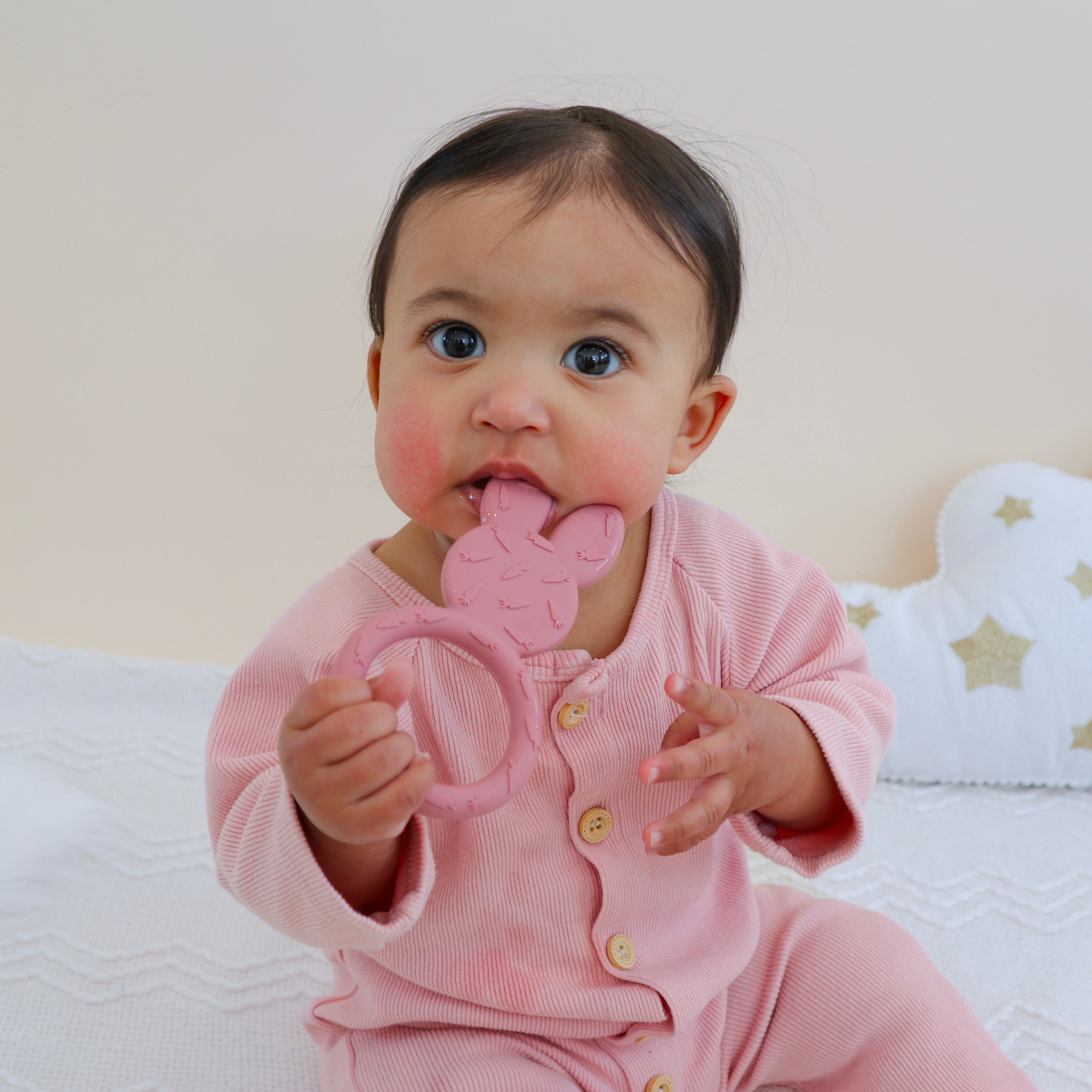 Babys Teething Toys, Infant Teething Ring, Dusty Rose #color_dusty Rose
