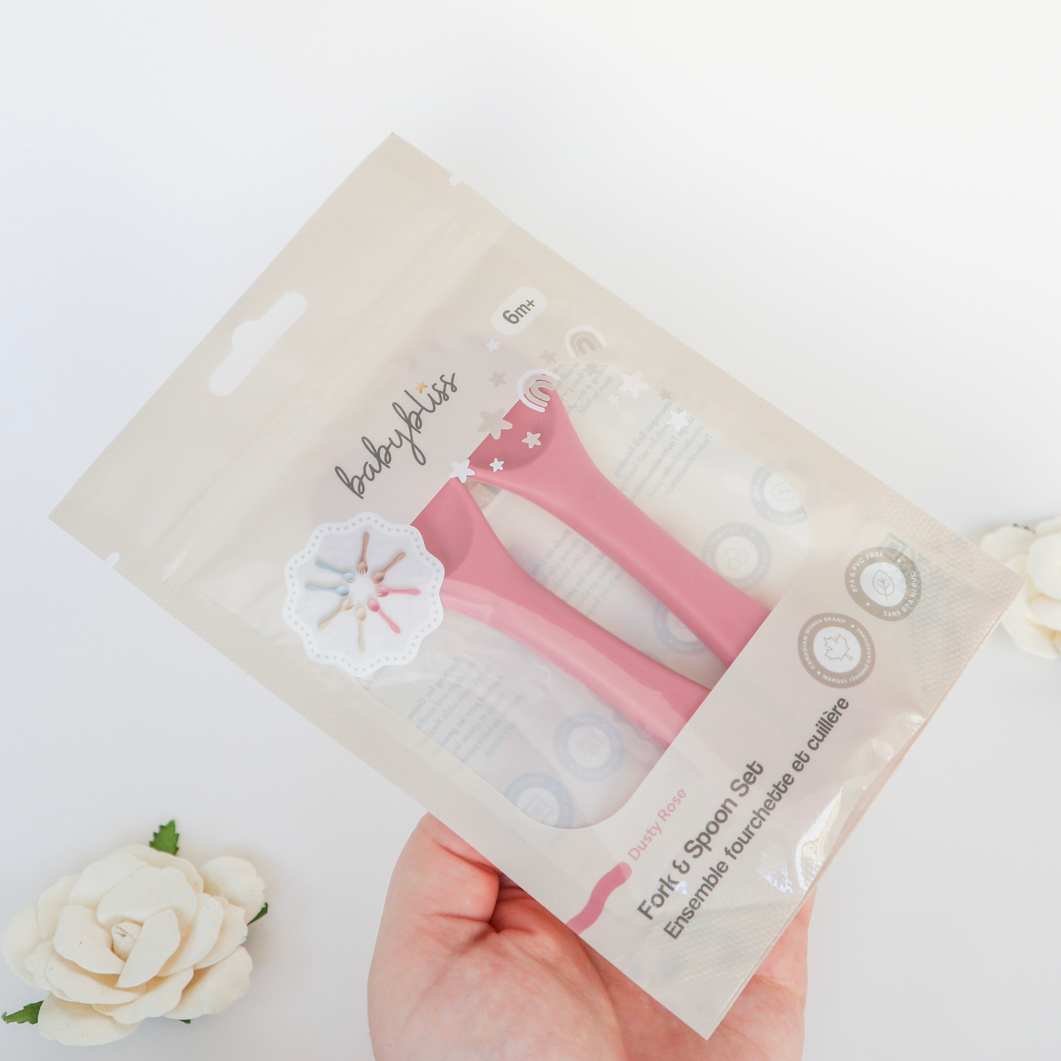 Infant Spoon, Infant Fork, Dusty Rose #color_dusty rose