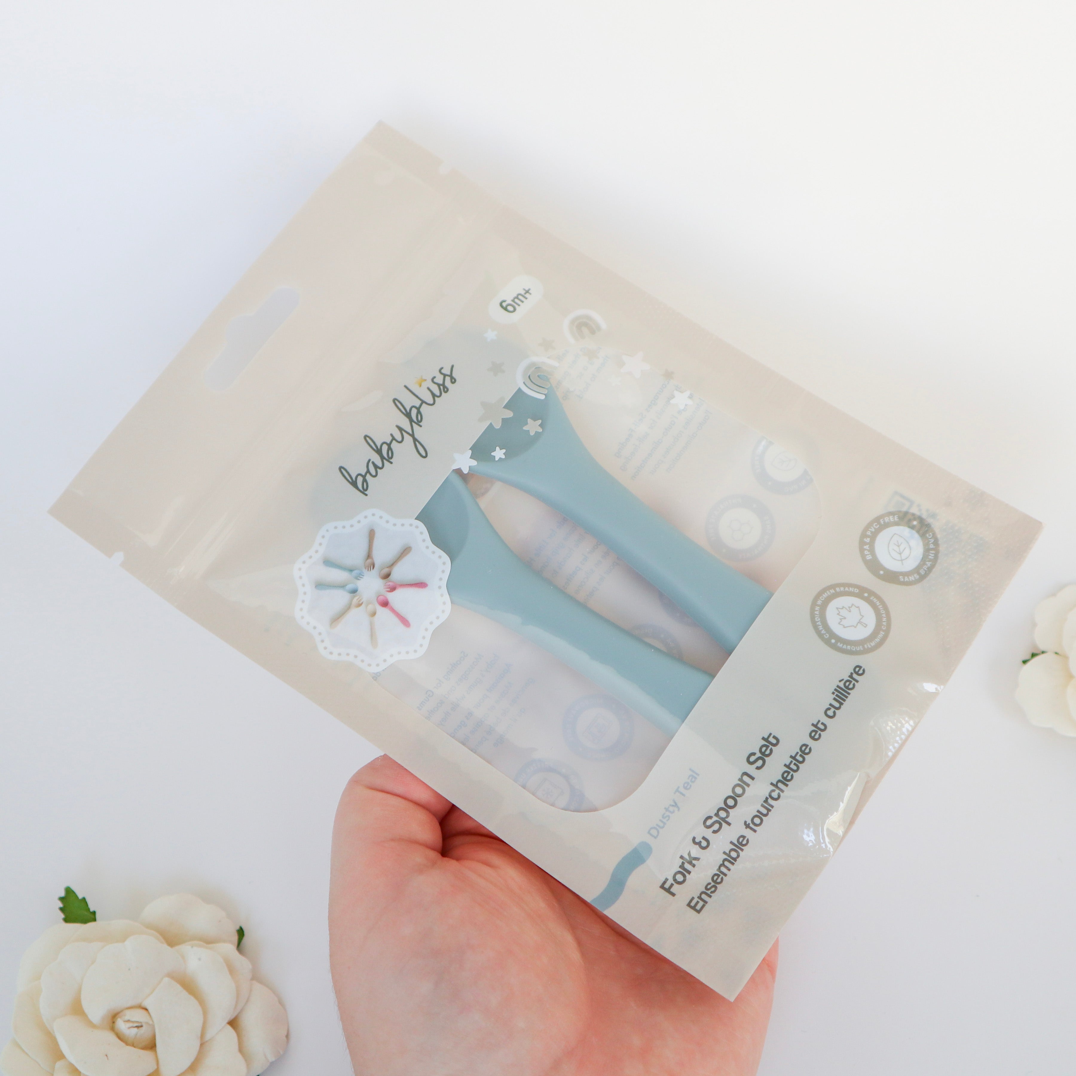 Infant Spoon, Infant Fork, Dusty Teal #color_dusty teal