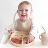 Silicone Feeding Set, Almond, Silicone Bibs #color_almond