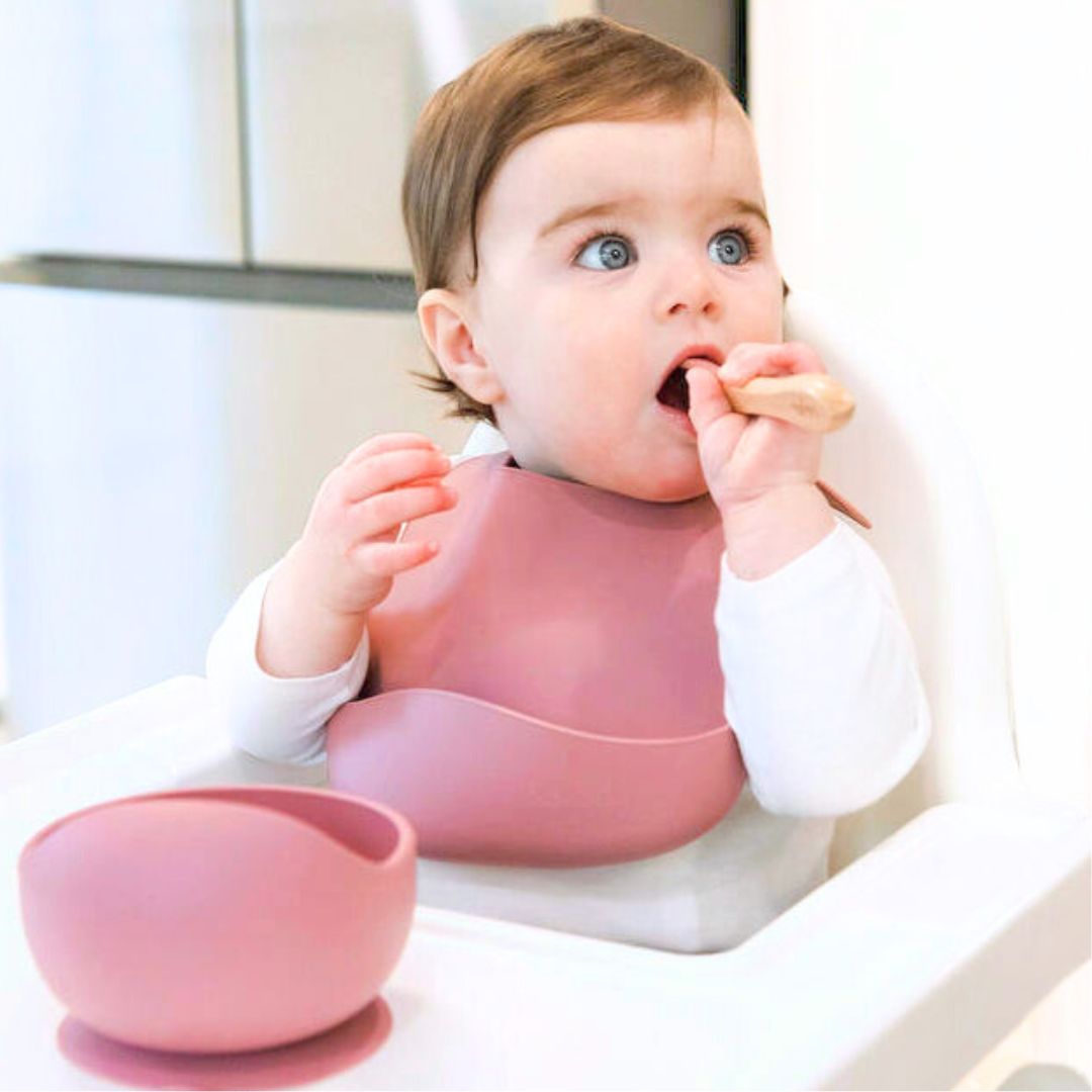 Silicone Bibs, Dusty Rose, Baby Bliss #color_dusty rose