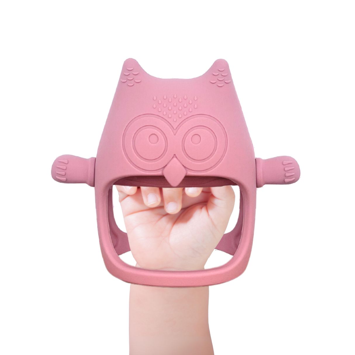 Teething Toys Owl, Dusty Rose #color_dusty rose
