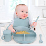 Silicone Weaning Set, Dusty Teal #color_caramel,dusty rose,dusty teal,almond,sage