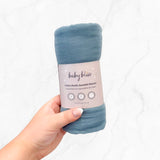 Baby Bliss baby accessories, muslin swaddle blanket in dusty blue