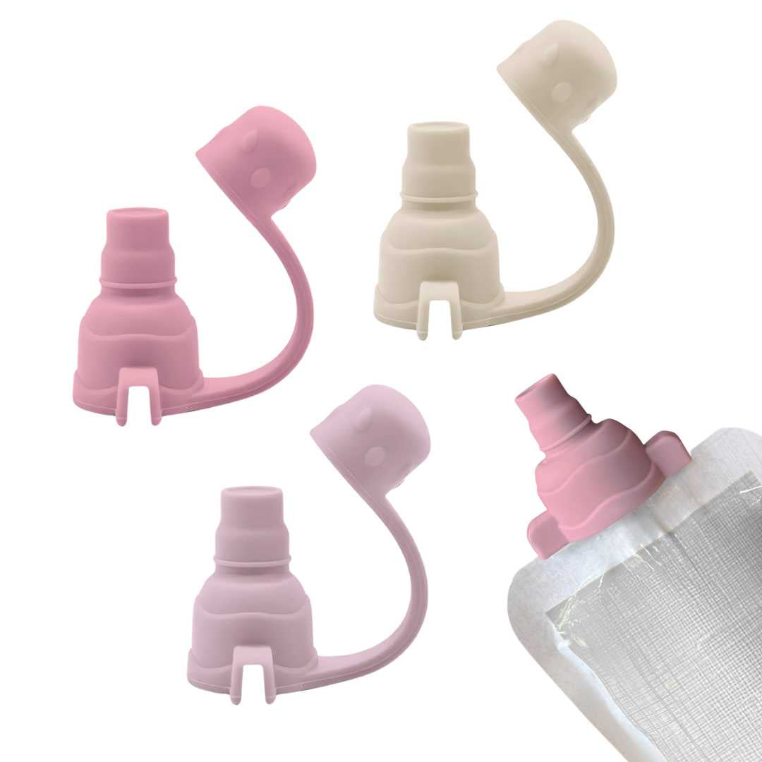 Baby Bliss Baby Food Pouches No Spill Top, Blue and Green #color_dusty rose/dusty pink/almond