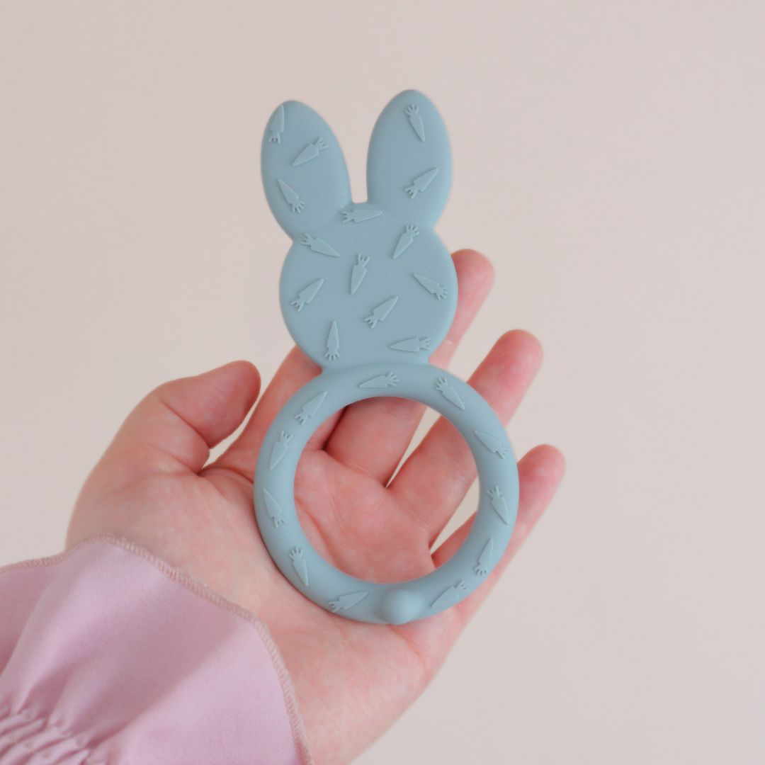 Infant Teething Toy, Bunny Teething Toy, Dusty Teal #color_dusty teal