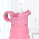 Childs Water Bottle with Straw, Dusty Rose  #color_almond,dusty rose,dusty blue