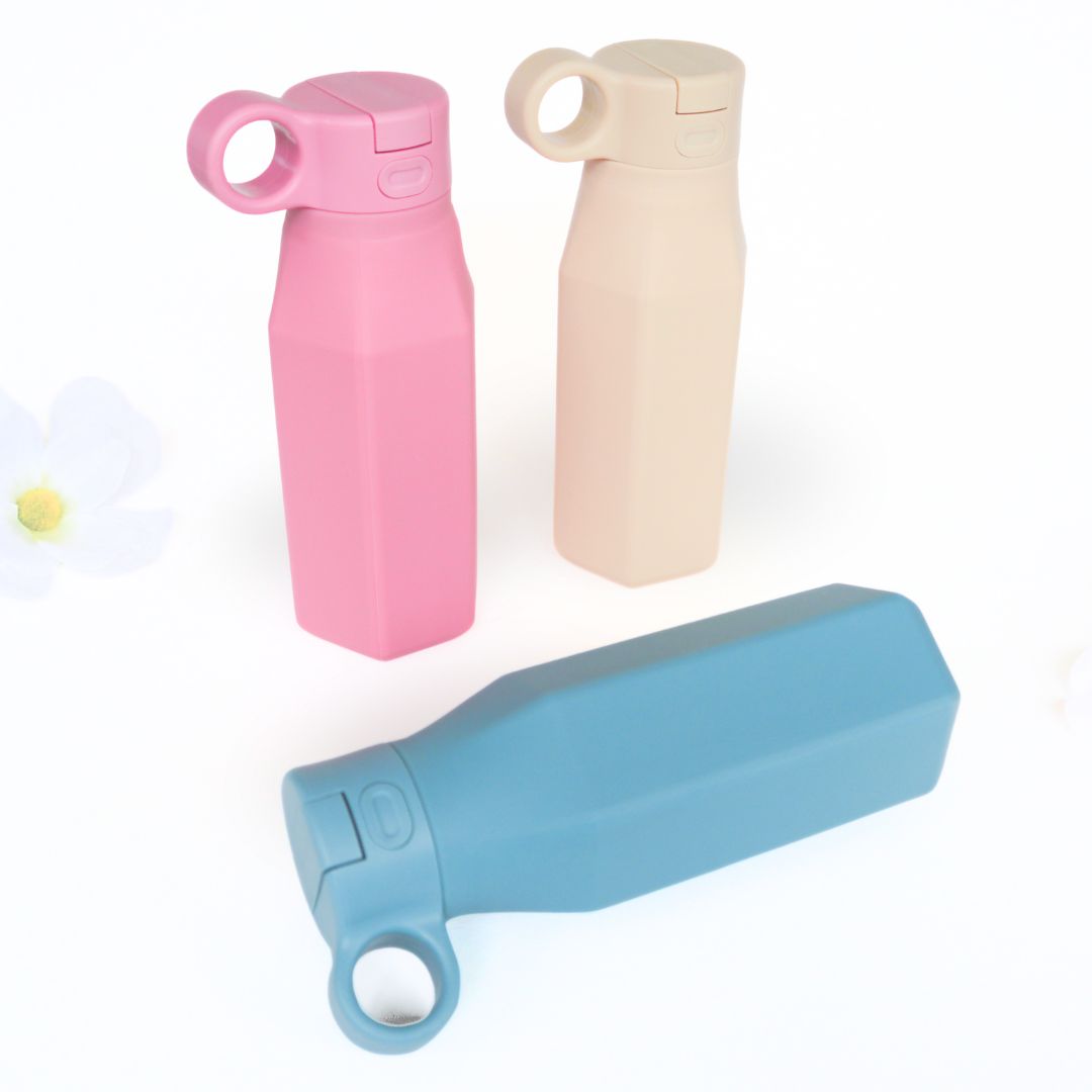 Silicone Water Bottles for Kids #color_almond,dusty rose,dusty blue,lavender