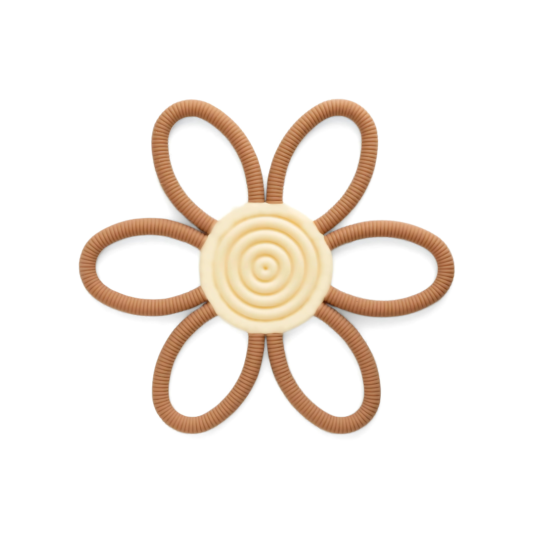 Flower Teether Ring, Caramel #color_caramel