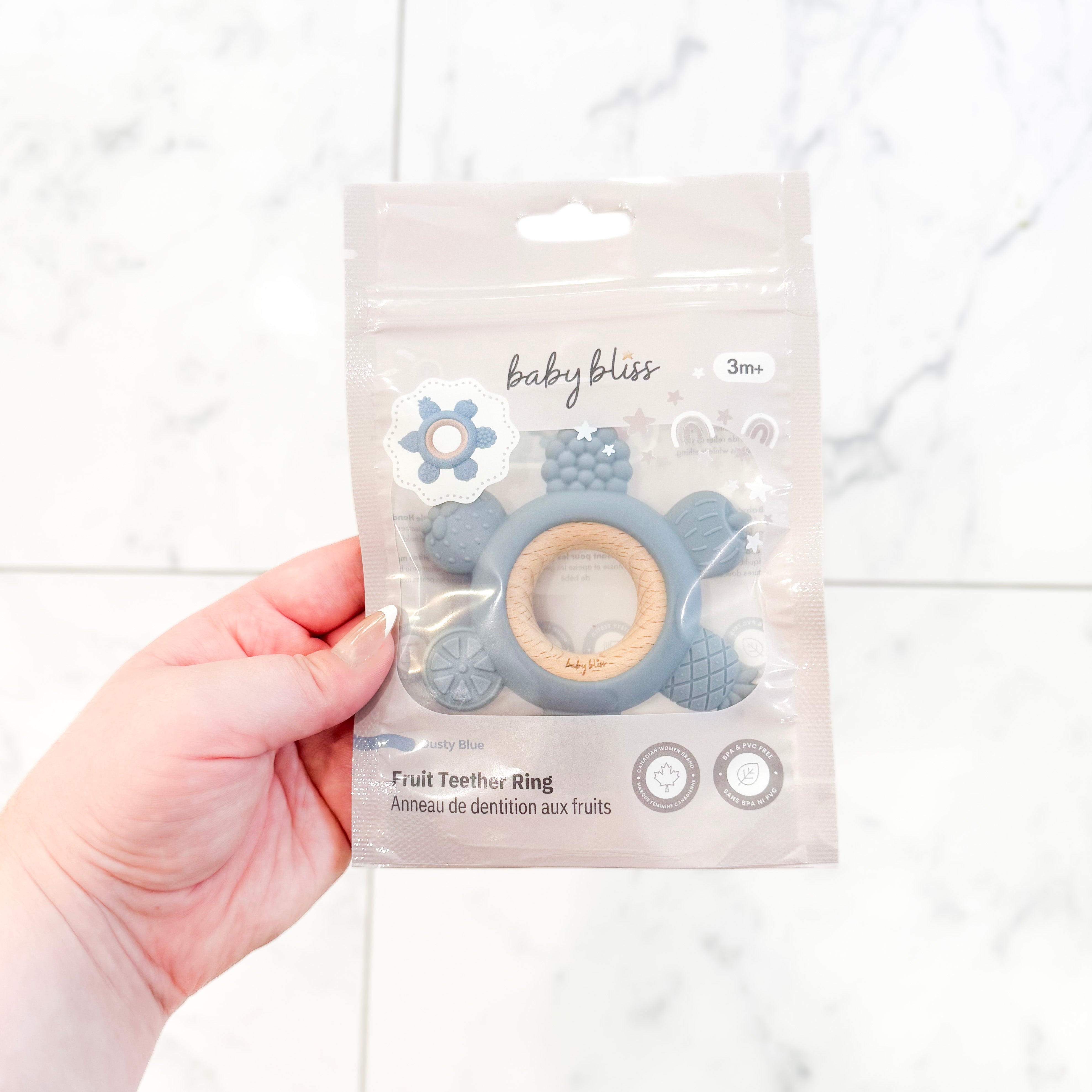 Infant Teething Ring, Dusty Blue #color_dusty blue