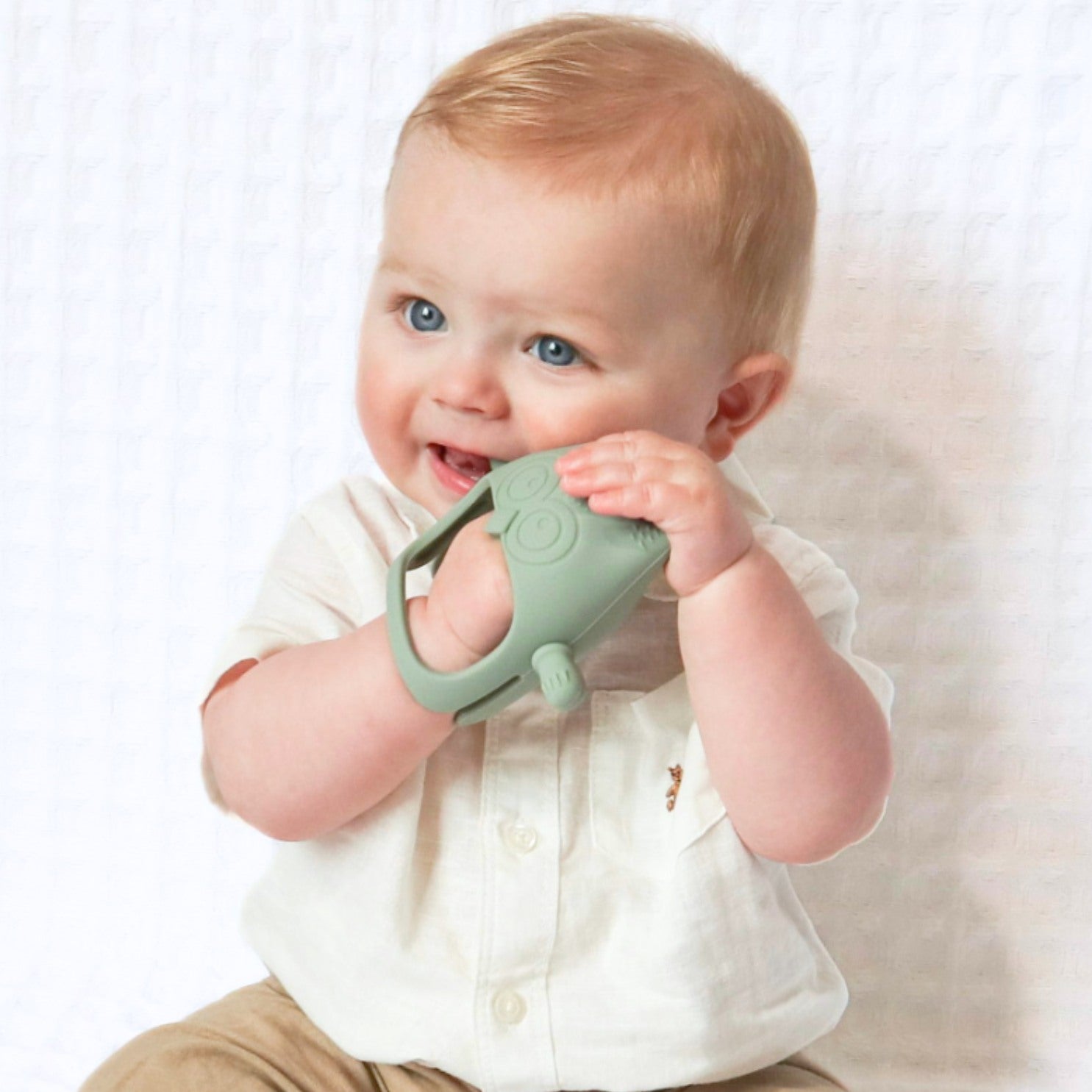 Teething Mitten, Dusty Teal #color_arctic blue,dusty rose,dusty pink,sage,apricot