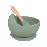 Infant Silicone Bowl and Spoon Set, Sage #color_sage