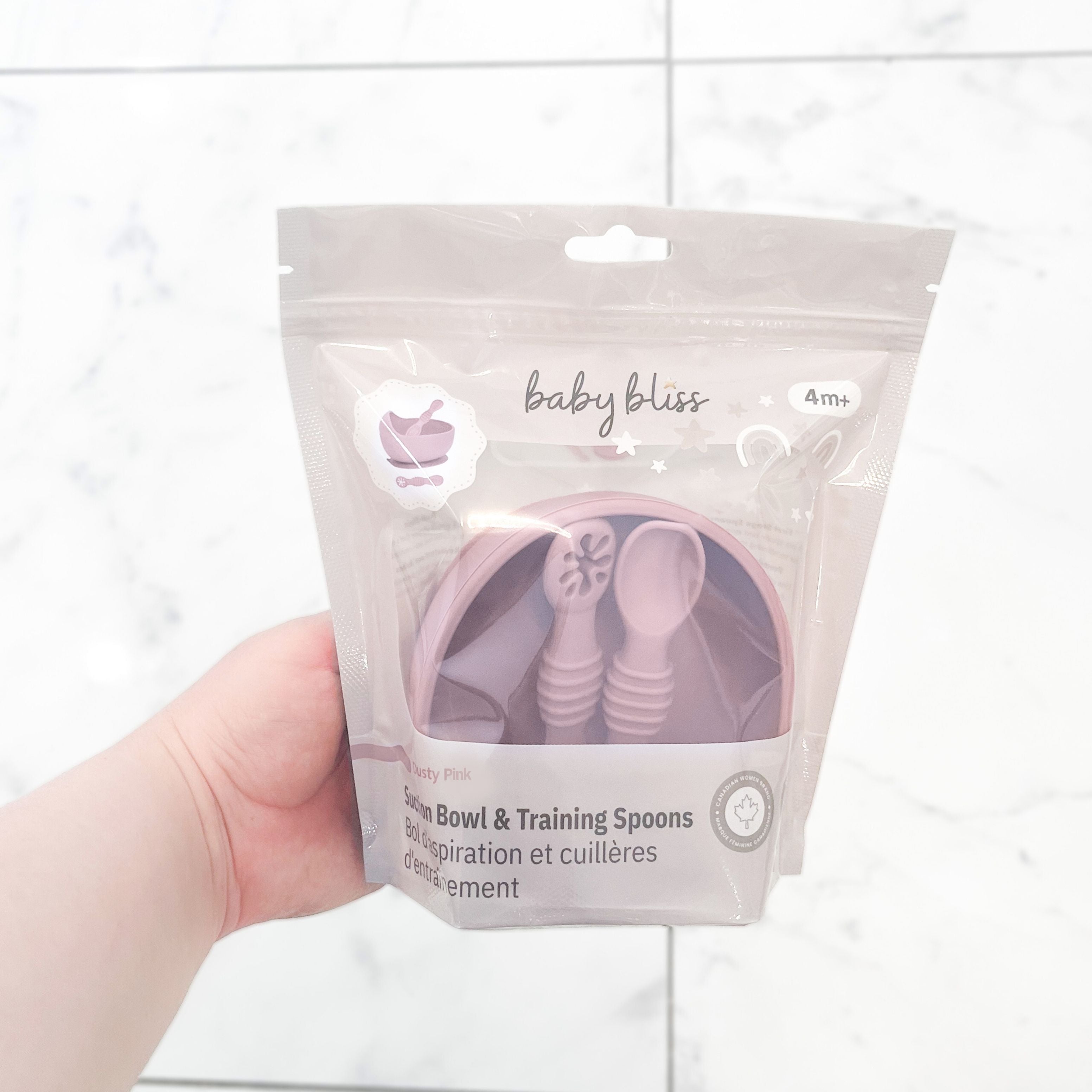 Infant Suction Bowl and Baby Training Utensils, Dusty Pink #color_dusty pink