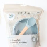 Infant Spoon, Silicone Suction Bowl, Baby Led Weaning, Dusty Teal #color_dusty teal