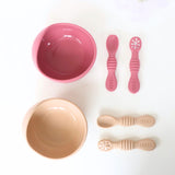 Silicone Bowl, Infant Utensils, Dusty Rose #color_dusty rose,almond