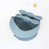 Silicone Bowl, Silicone Spoons #color_dusty teal